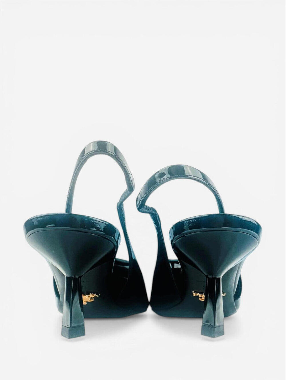 Prada Black Patent Leather Logo Bow Kitten Heel Slingback EU 36.5 | NIB - Picture 5 of 8